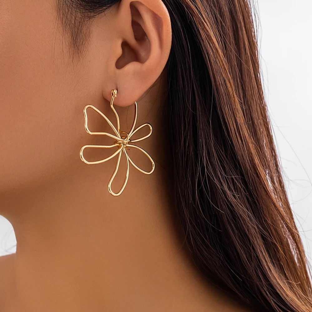 🎉Unique floral geometric earrings offer a modern twist on classic designs - Picture 6 of 12